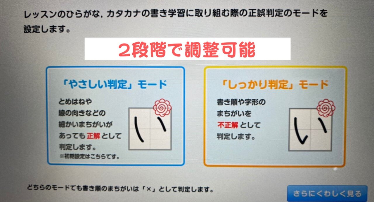 じゃんぷタッチの文字認識は2段階で調整可能