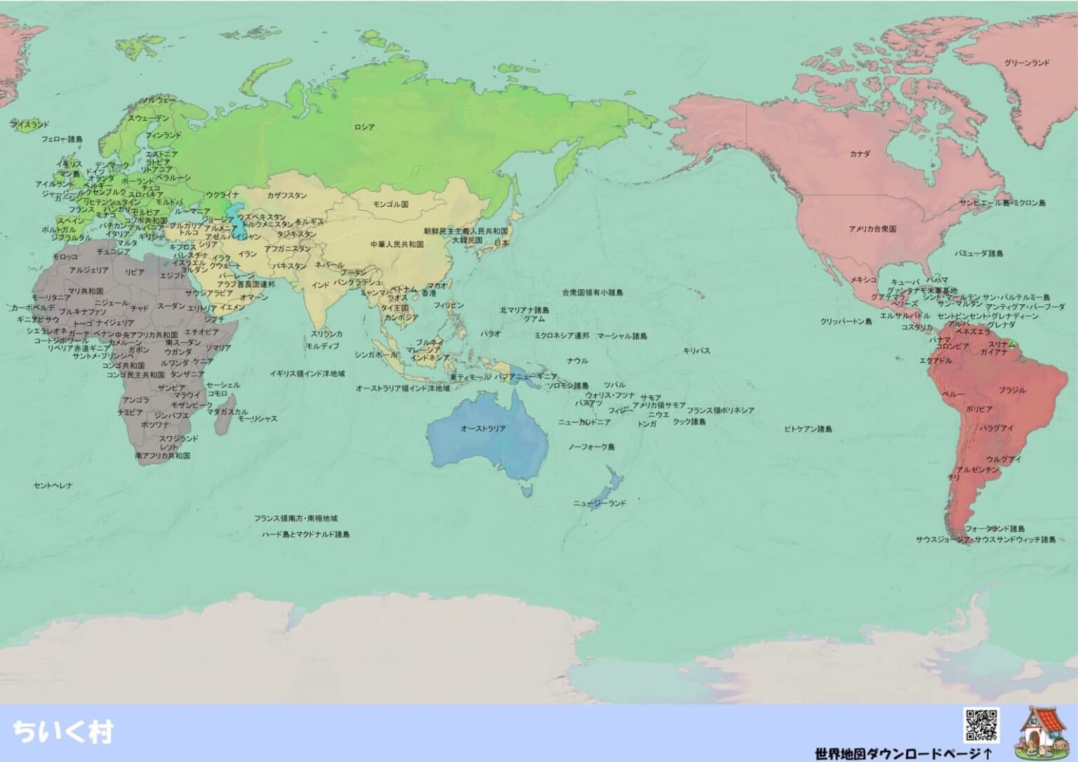 見やすい世界地図画像14種無料ダウンロード！子供でもわかりやすい国名入り高画質世界地図｜ちいく村｜ …